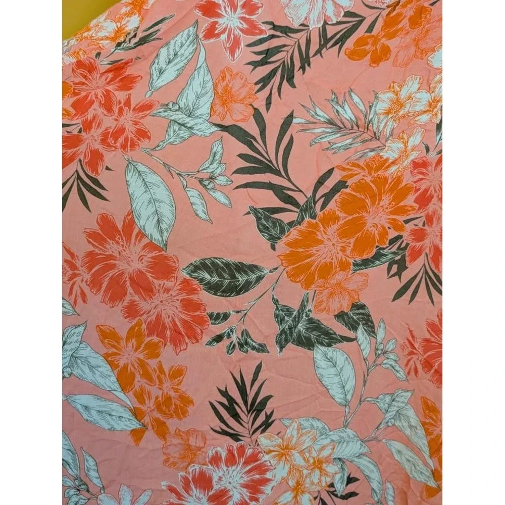 Coral Floral Scarf Wrap Shawl Lightweight Oversized Spring‎ Summer 70 x 26